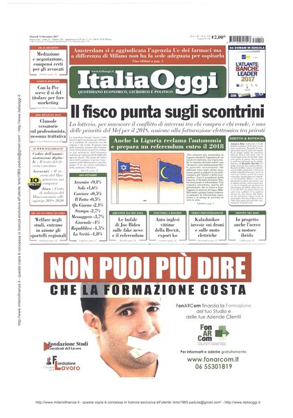 Italia oggi : quotidiano di economia finanza e politica